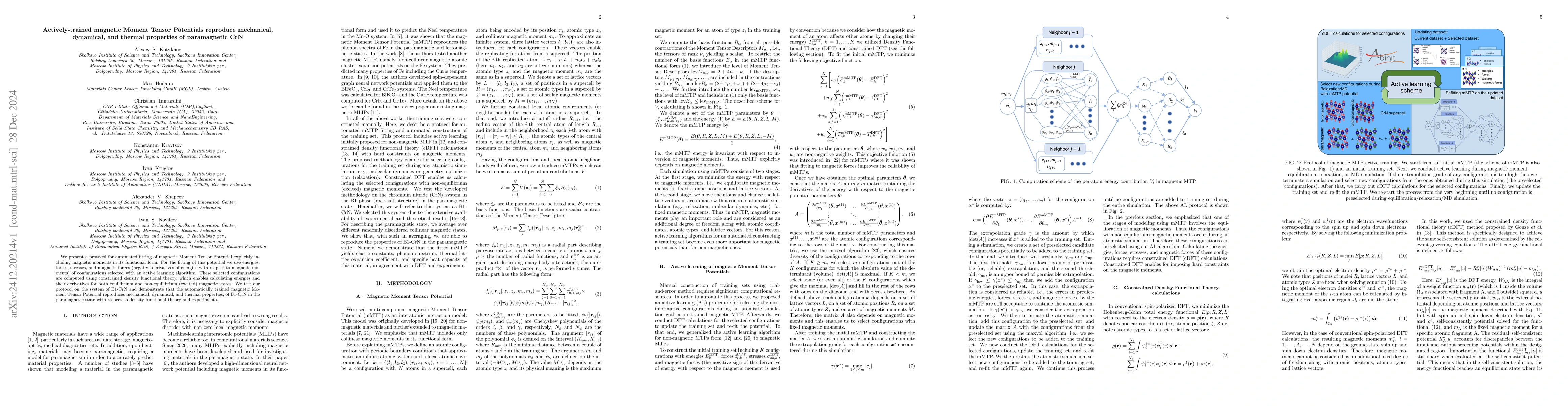 Thumbnail for Actively-trained magnetic Moment Tensor Potentials reproduce mechanical,
  dynamical, and thermal properties of paramagnetic CrN