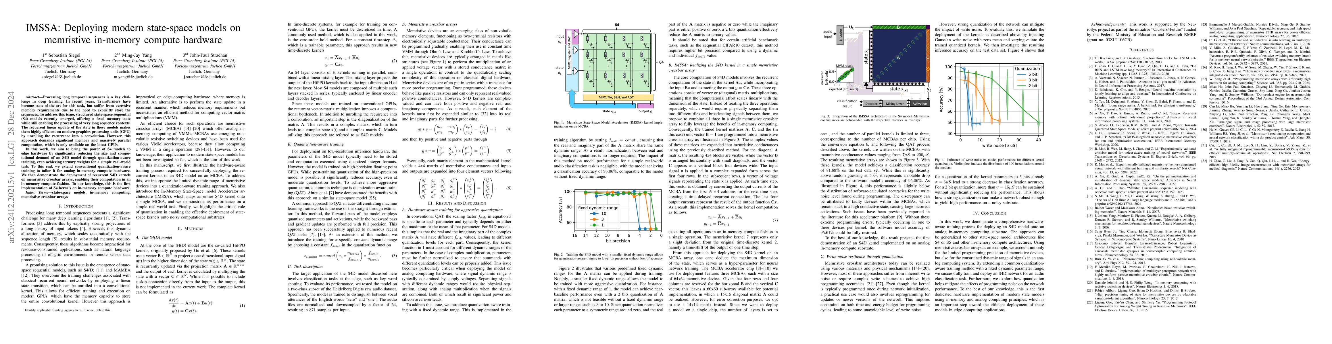 Thumbnail for IMSSA: Deploying modern state-space models on memristive in-memory
  compute hardware