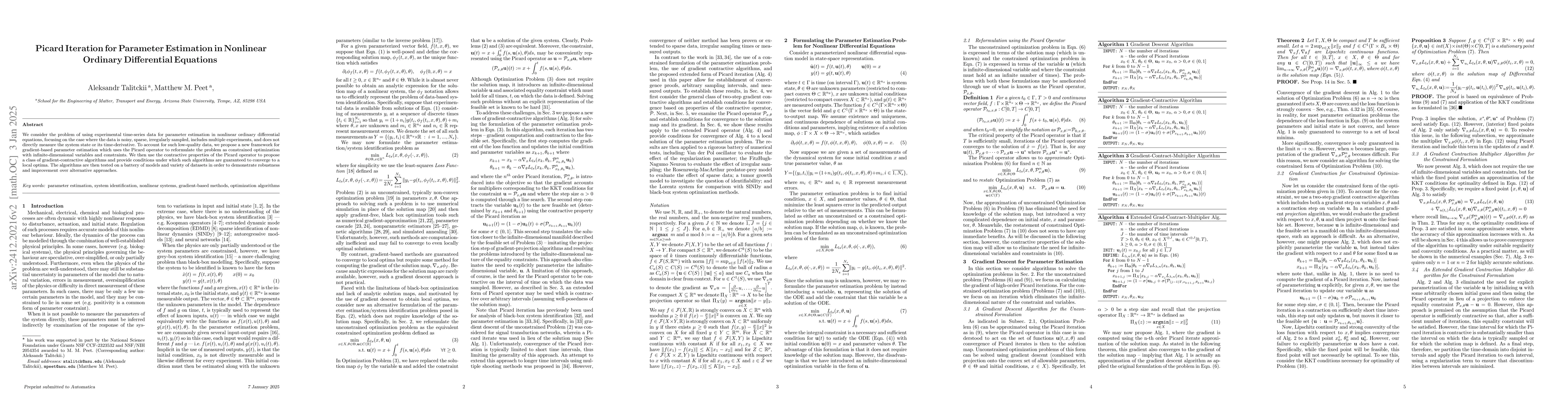 Thumbnail for Picard Iteration for Parameter Estimation in Nonlinear Ordinary
  Differential Equations