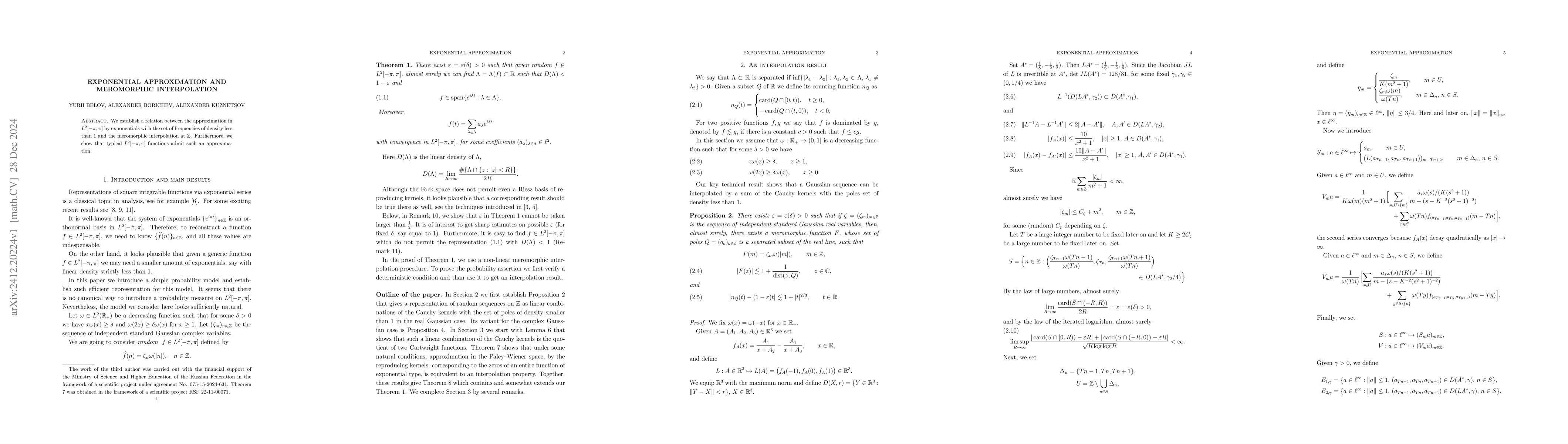 Thumbnail for Exponential approximation and meromorphic interpolation