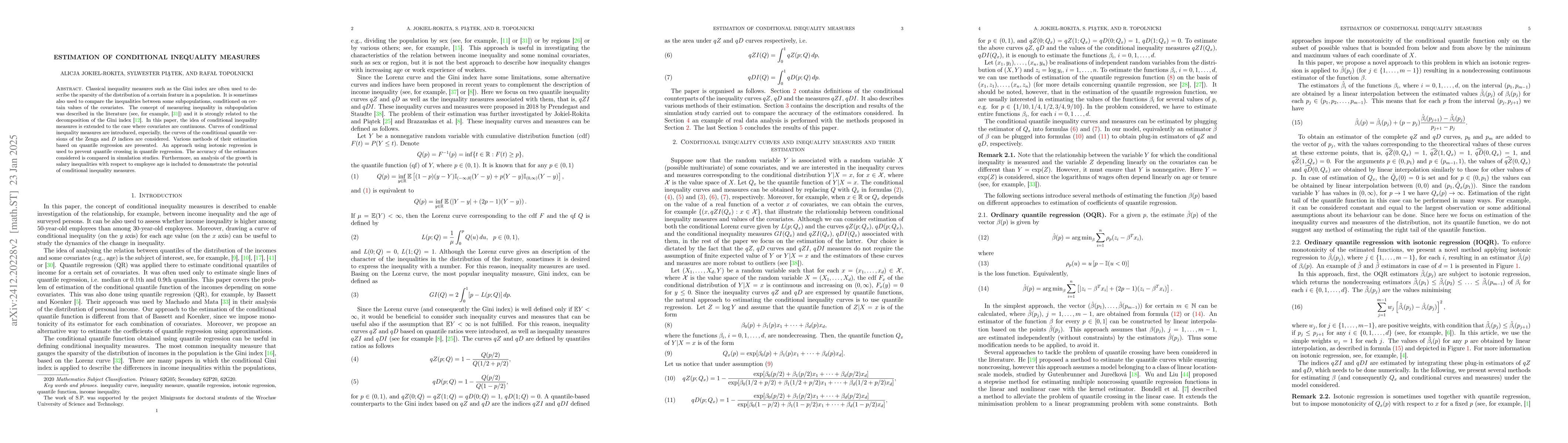 Thumbnail for Estimation of conditional inequality measures