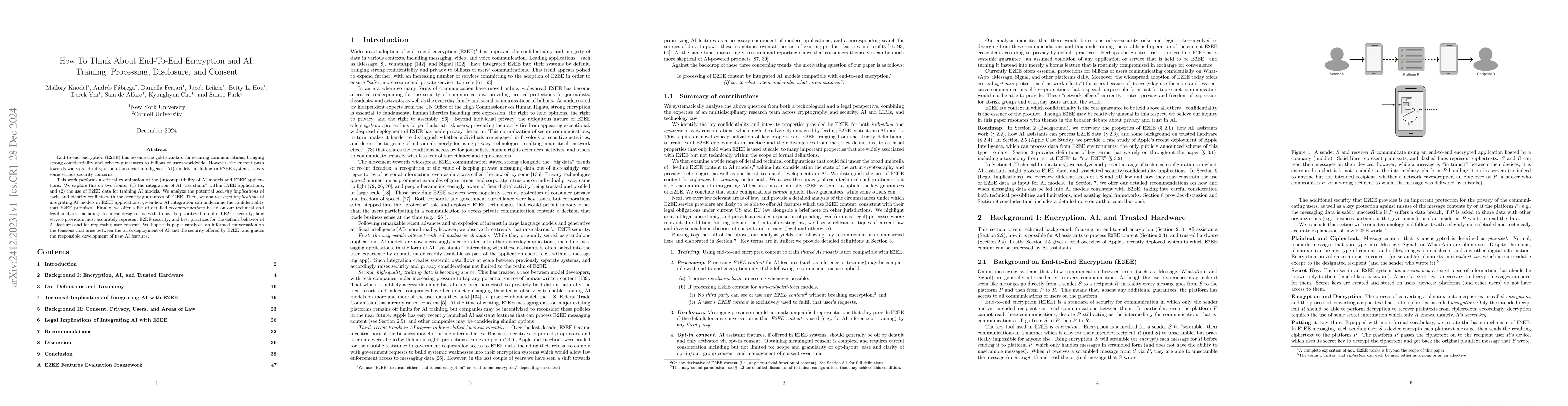 Thumbnail for How To Think About End-To-End Encryption and AI: Training, Processing,
  Disclosure, and Consent