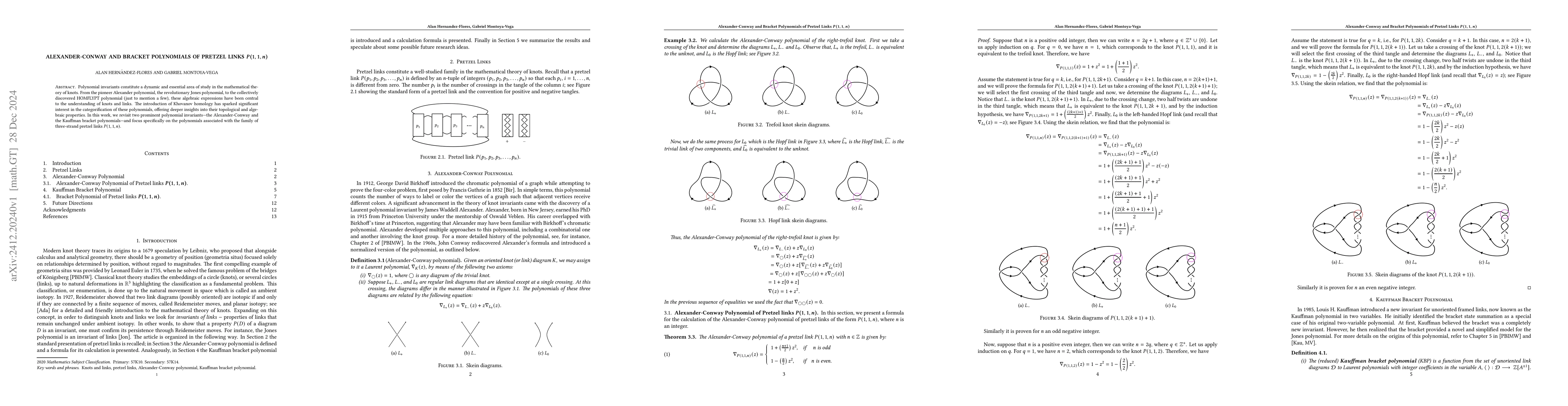 Thumbnail for Alexander-Conway and Bracket Polynomials of Pretzel Links
  $\boldsymbol{P(1,1,n)}$