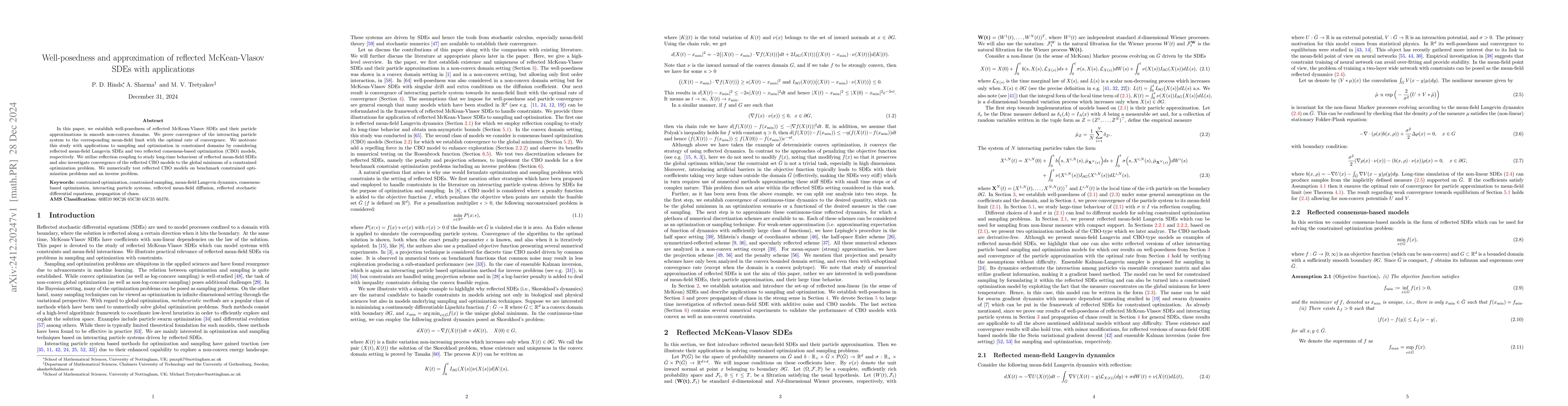 Thumbnail for Well-posedness and approximation of reflected McKean-Vlasov SDEs with
  applications