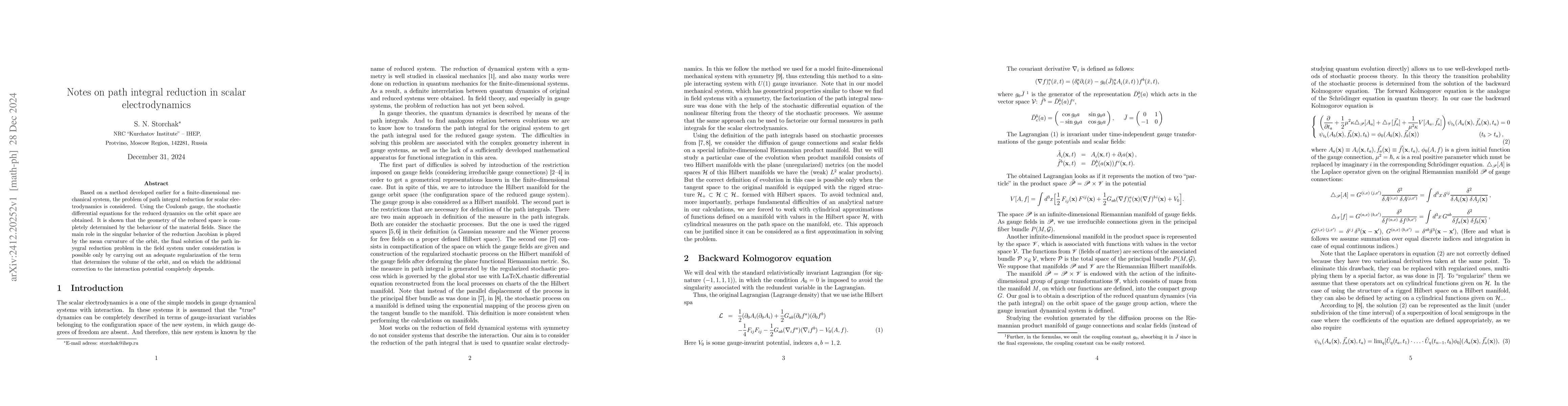 Thumbnail for Notes on path integral reduction in scalar electrodynamics