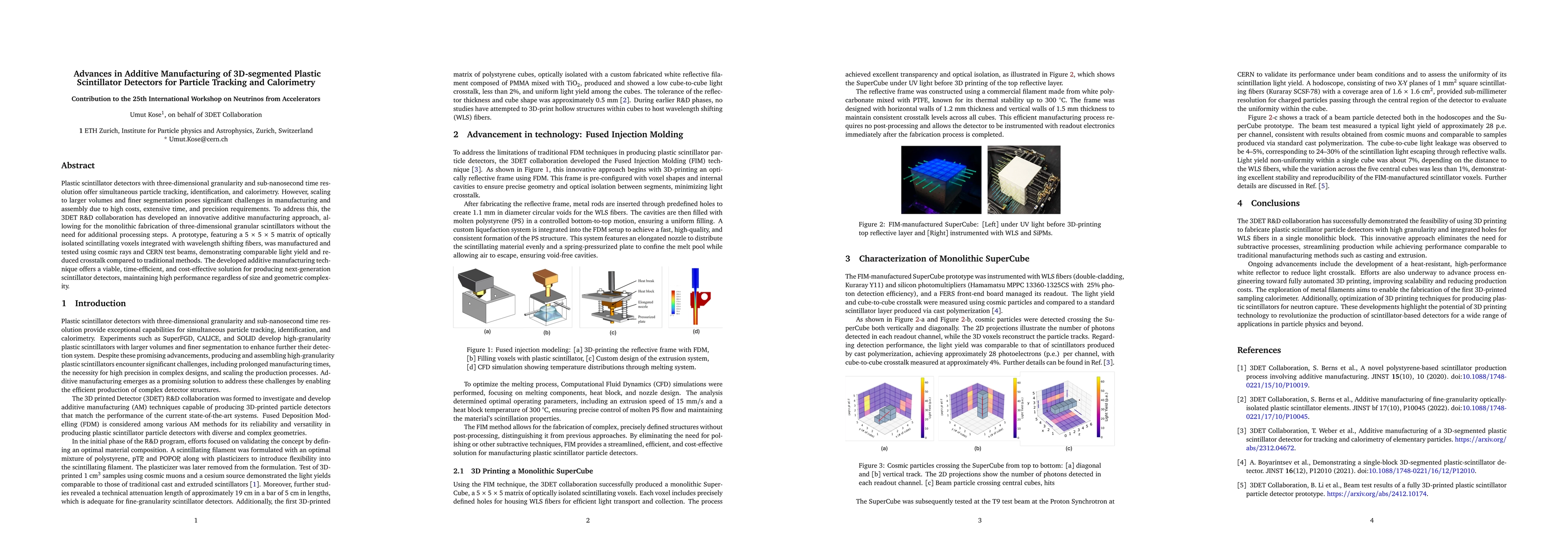 Thumbnail for Advances in Additive Manufacturing of 3D-segmented Plastic Scintillator
  Detectors for Particle Tracking and Calorimetry