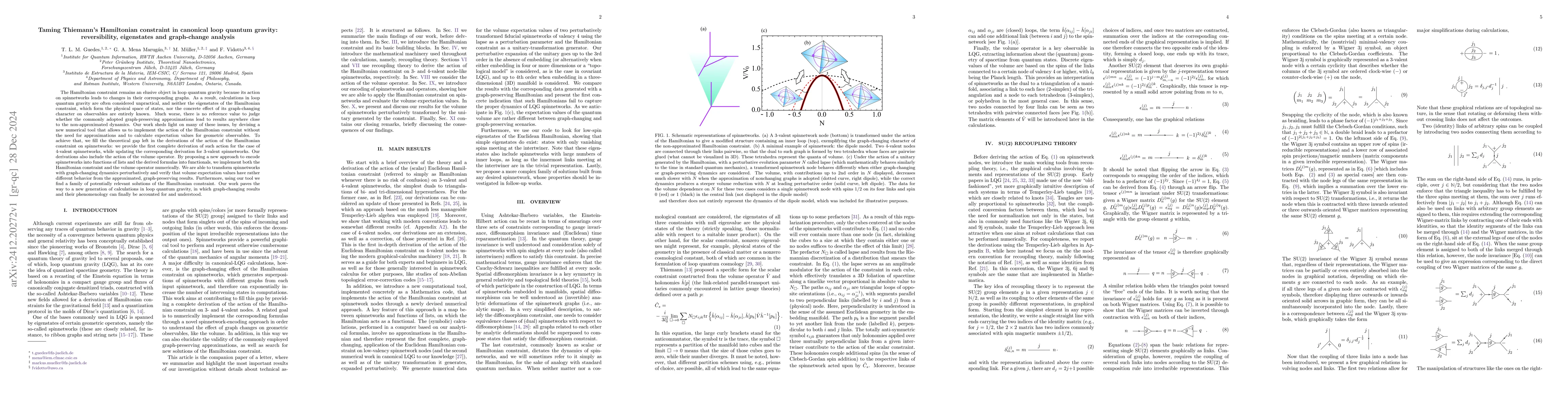 Thumbnail for Taming Thiemann's Hamiltonian constraint in canonical loop quantum
  gravity: reversibility, eigenstates and graph-change analysis