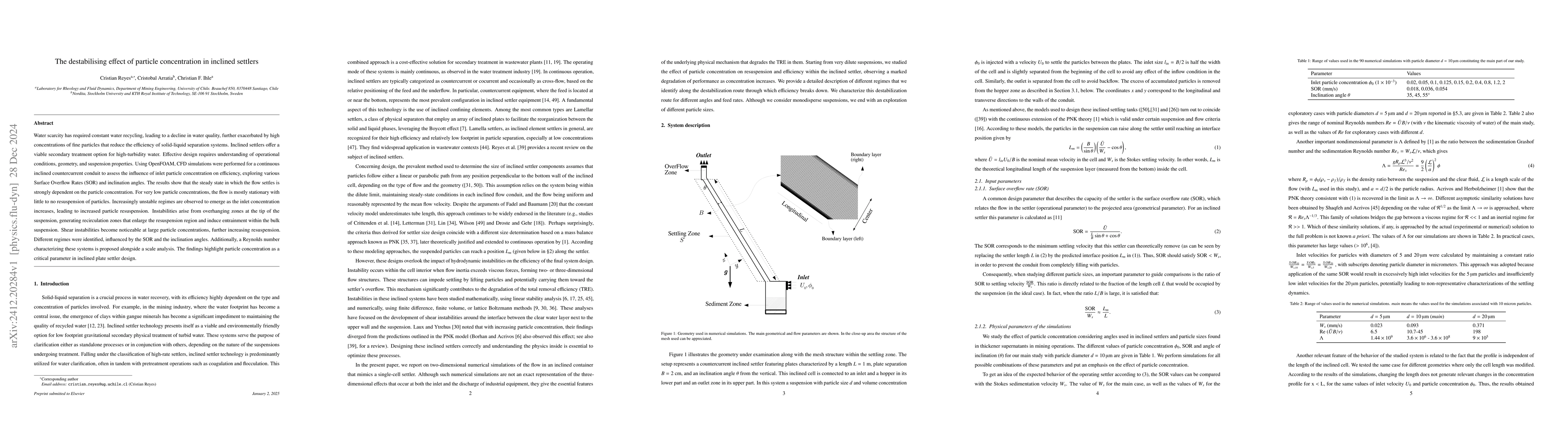 Thumbnail for The destabilising effect of particle concentration in inclined settlers