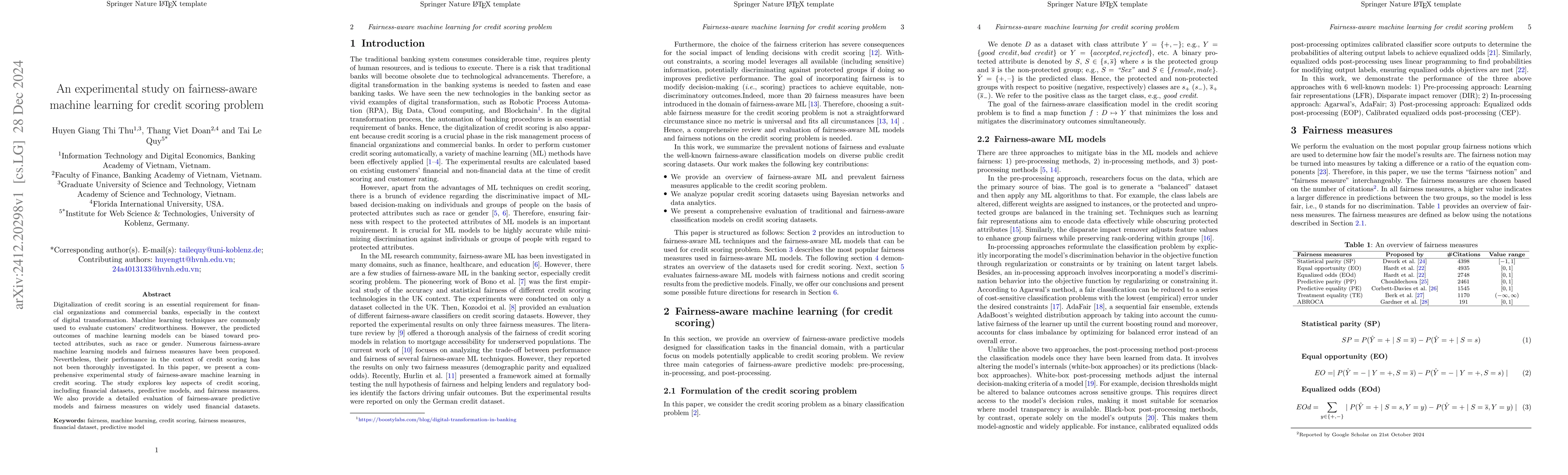 Thumbnail for An experimental study on fairness-aware machine learning for credit
  scoring problem