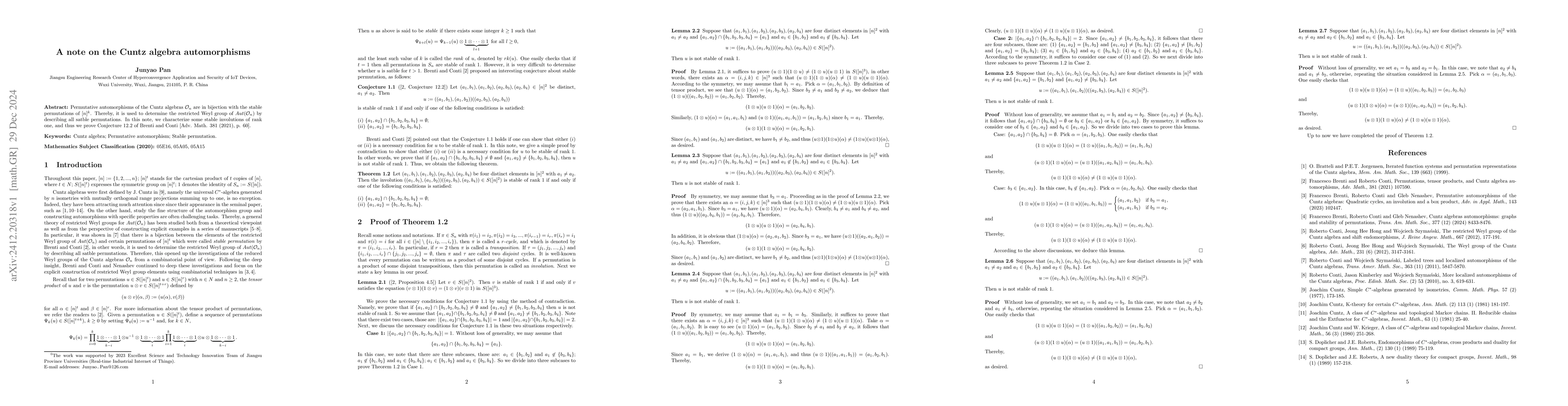 Thumbnail for A note on the Cuntz algebra automorphisms