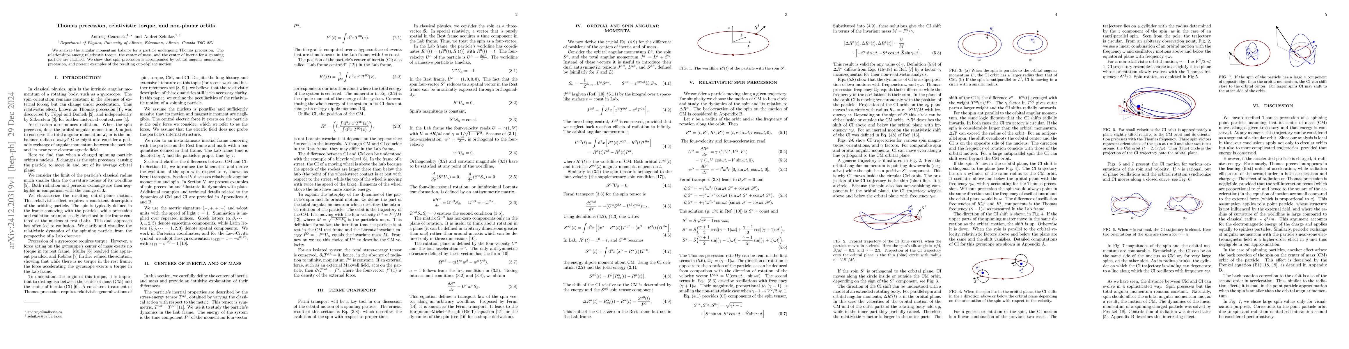 Thumbnail for Thomas precession, relativistic torque, and non-planar orbits