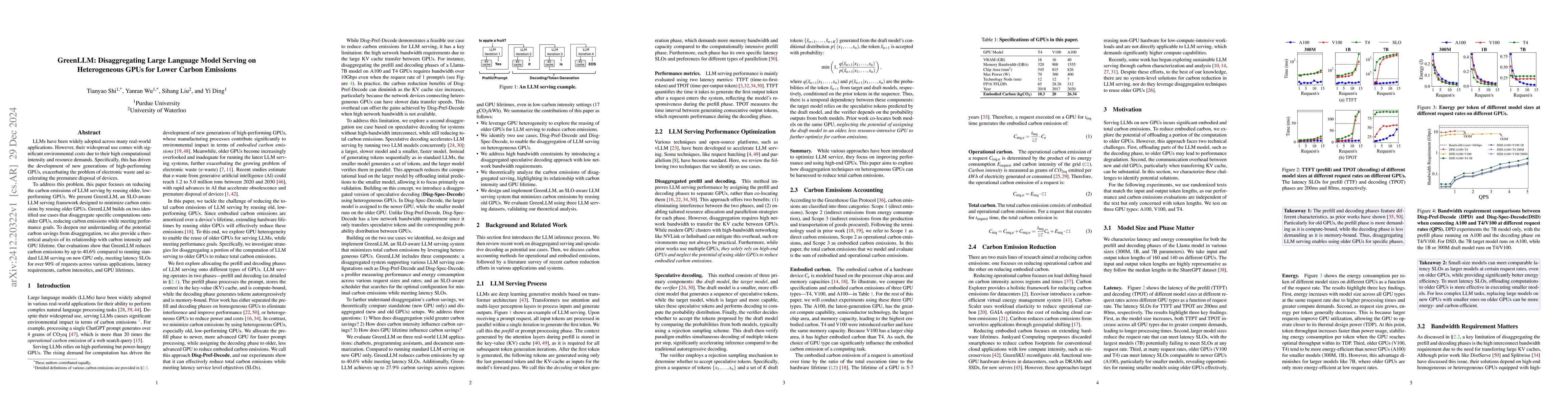 Thumbnail for GreenLLM: Disaggregating Large Language Model Serving on Heterogeneous
  GPUs for Lower Carbon Emissions