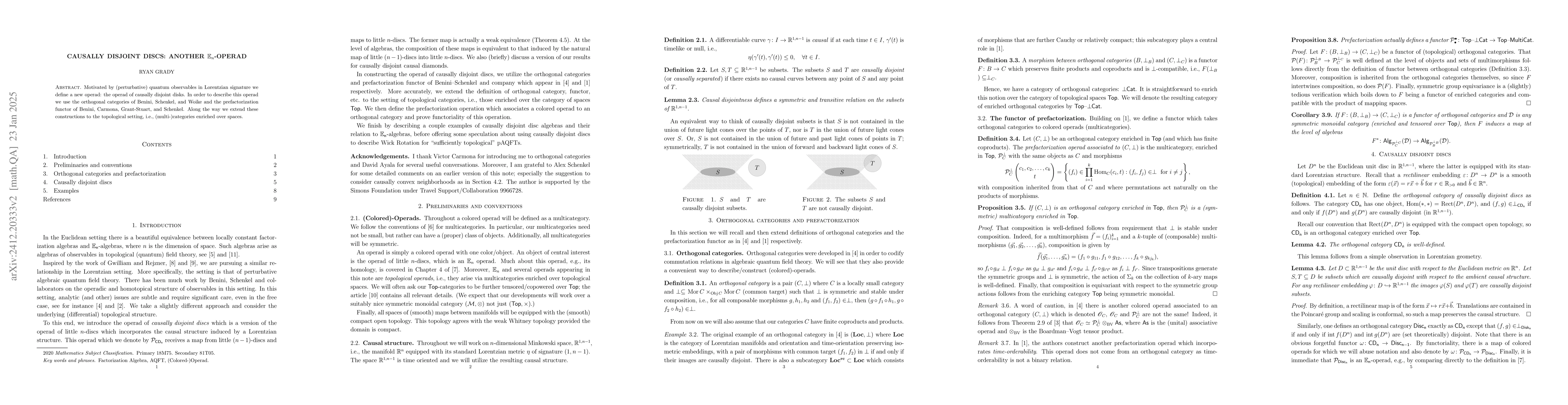 Thumbnail for Causally Disjoint Discs: Another $\mathbb{E}_n$-operad