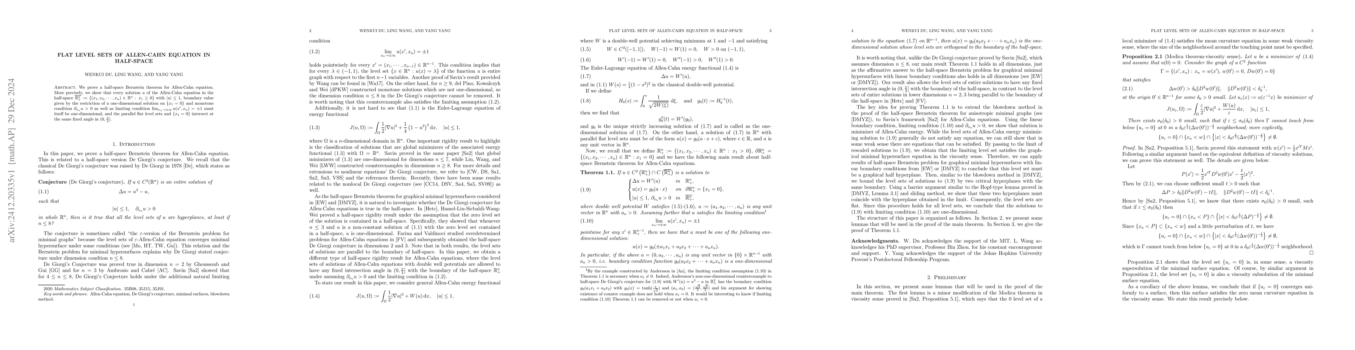 Thumbnail for Flat level sets of Allen-Cahn equation in half-space