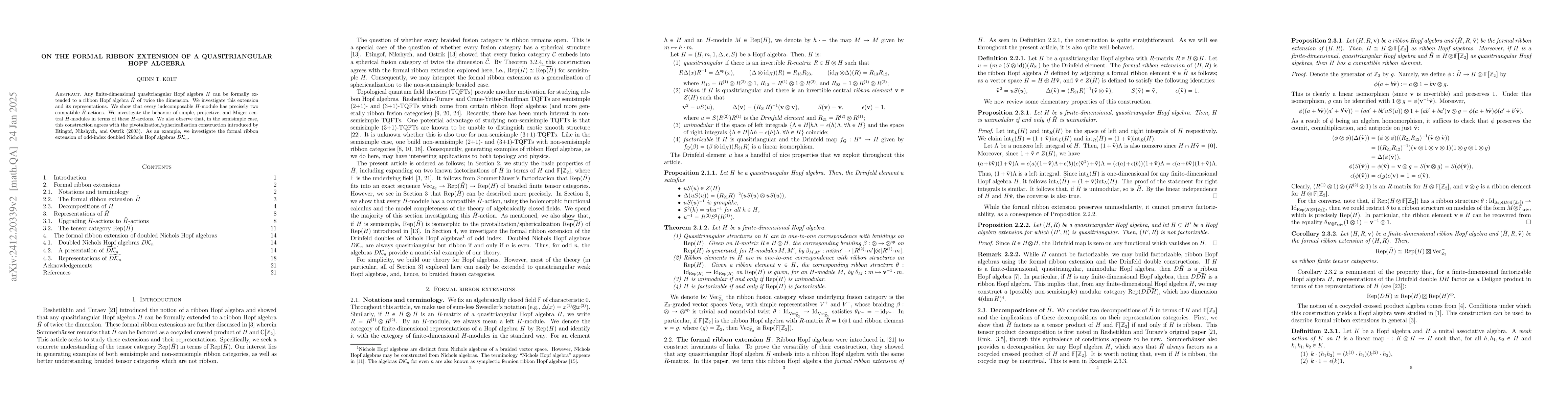 Thumbnail for On the formal ribbon extension of a quasitriangular Hopf algebra