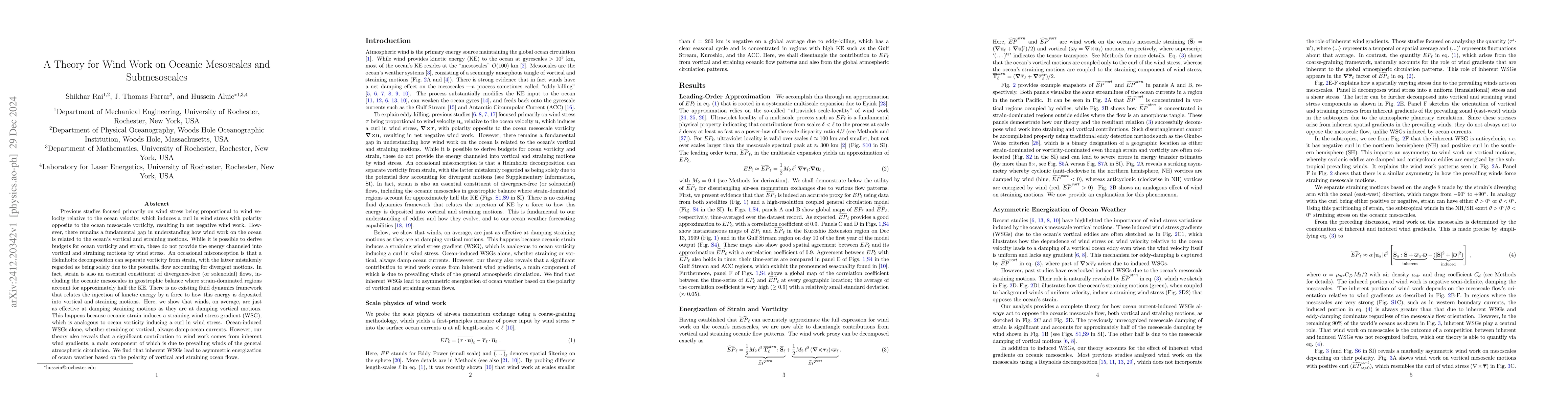 Thumbnail for A Theory for Wind Work on Oceanic Mesoscales and Submesoscales
