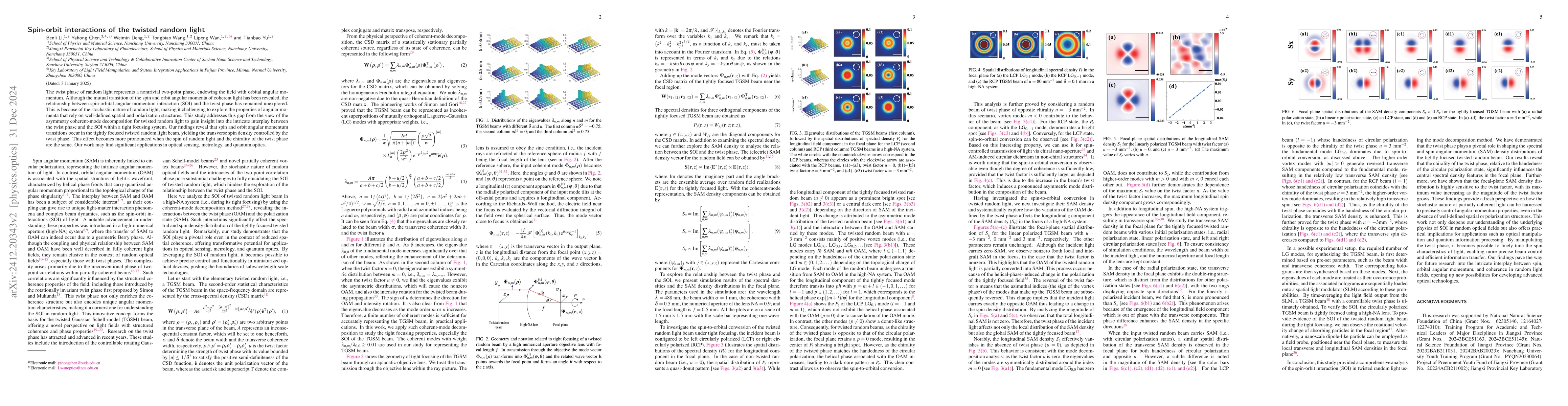 Thumbnail for Spin-orbit interactions of the twisted random light