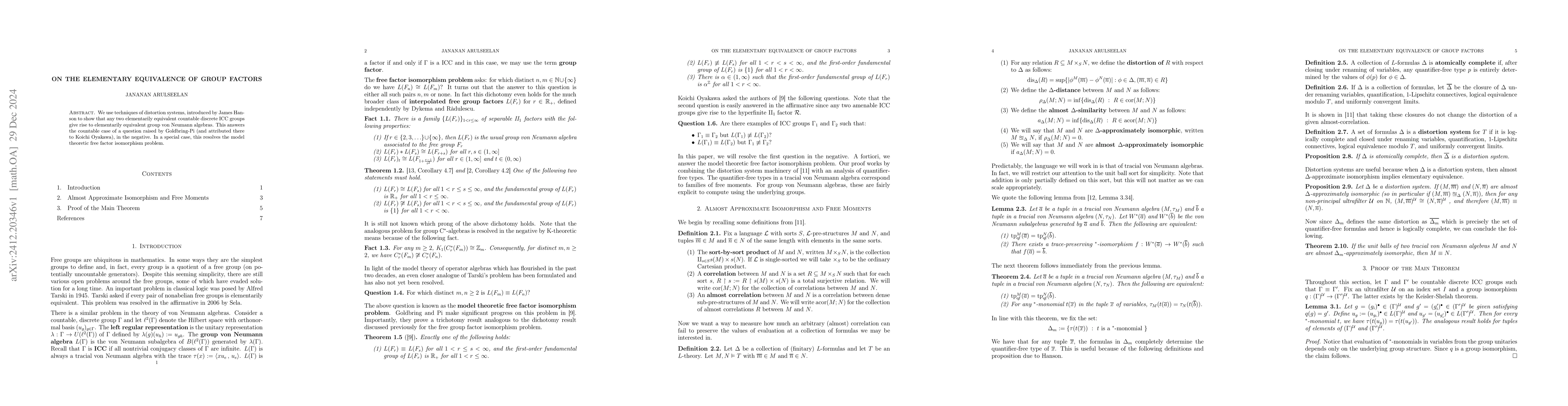 Thumbnail for On the Elementary Equivalence of Group Factors