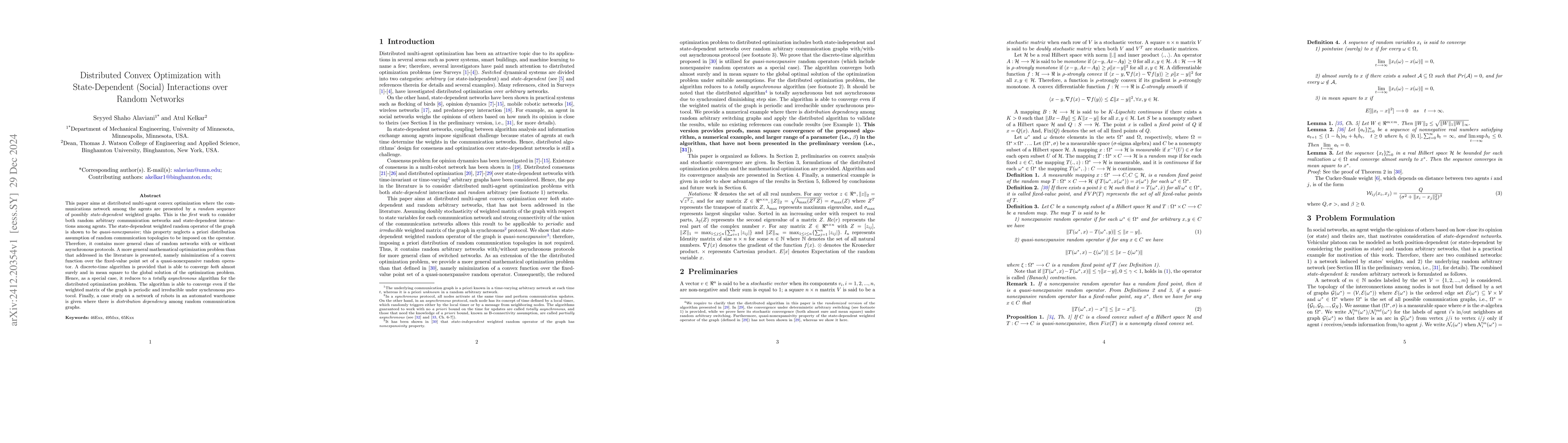 Thumbnail for Distributed Convex Optimization with State-Dependent (Social)
  Interactions over Random Networks