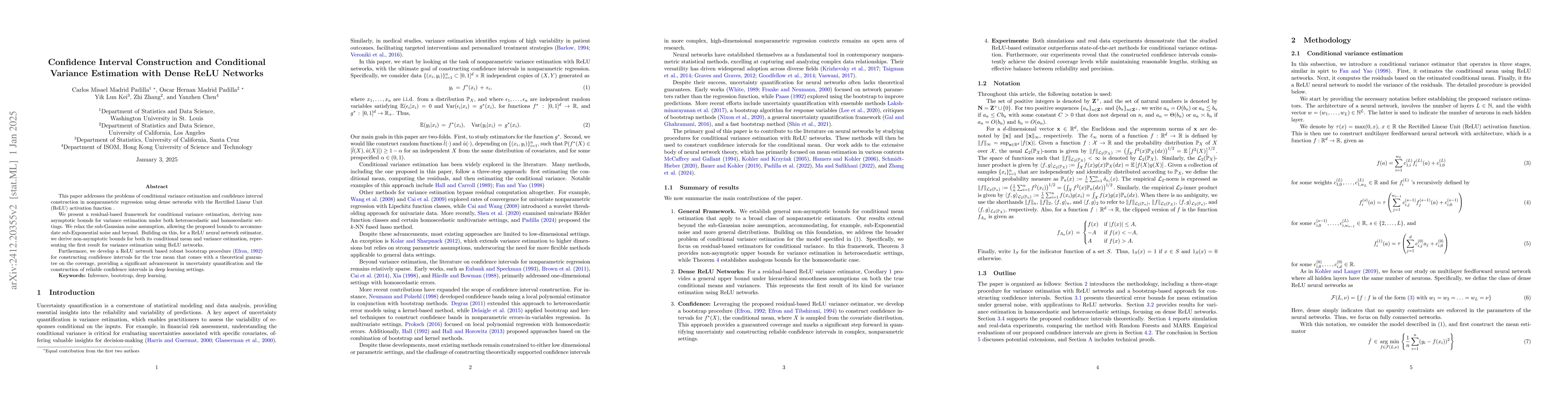 Thumbnail for Confidence Interval Construction and Conditional Variance Estimation
  with Dense ReLU Networks