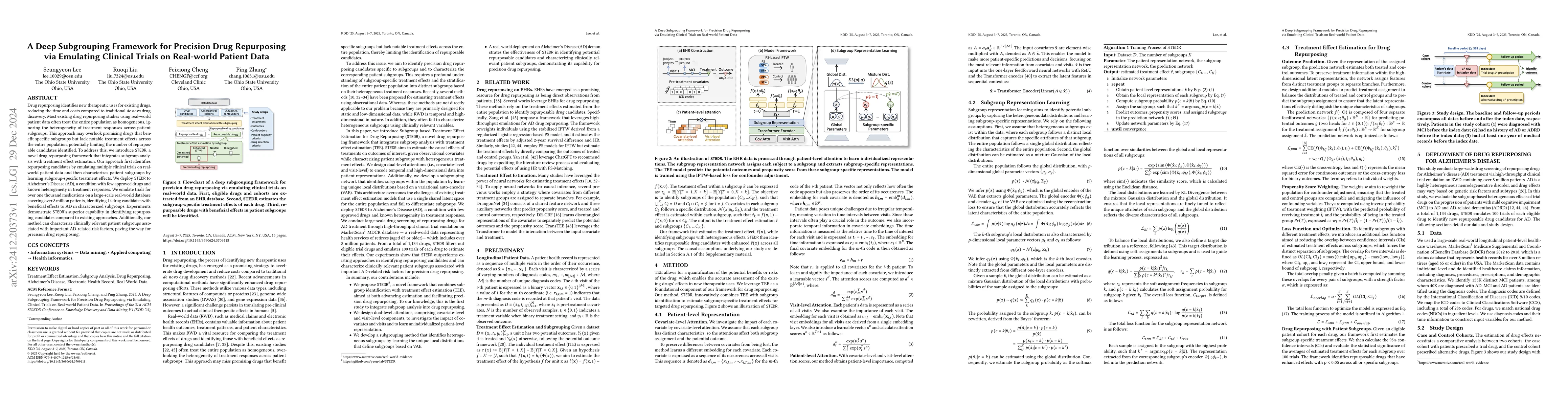 Thumbnail for A Deep Subgrouping Framework for Precision Drug Repurposing via
  Emulating Clinical Trials on Real-world Patient Data