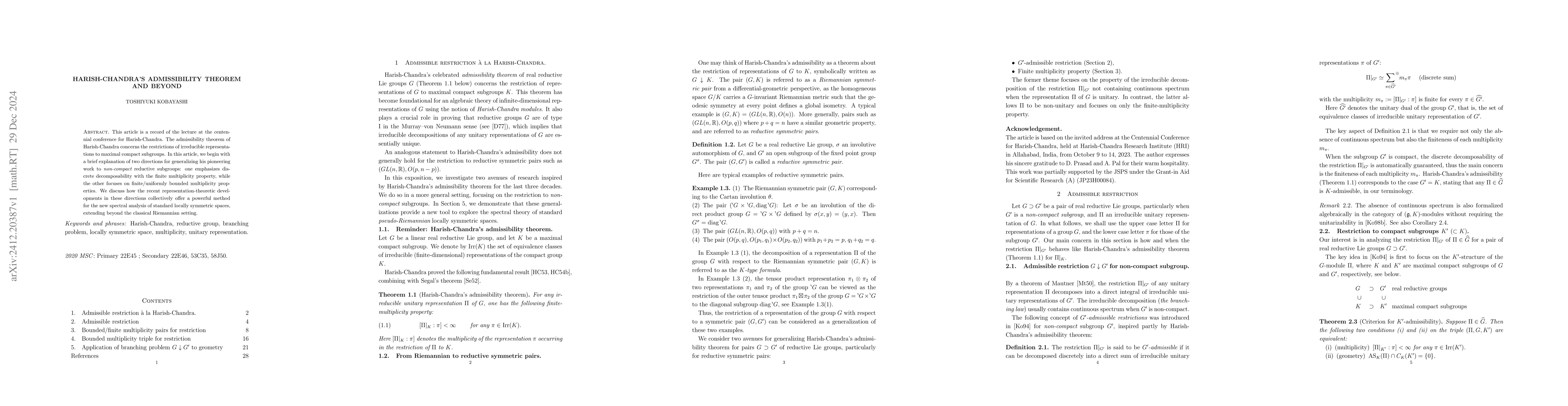 Thumbnail for Harish-Chandra's admissibility theorem and beyond