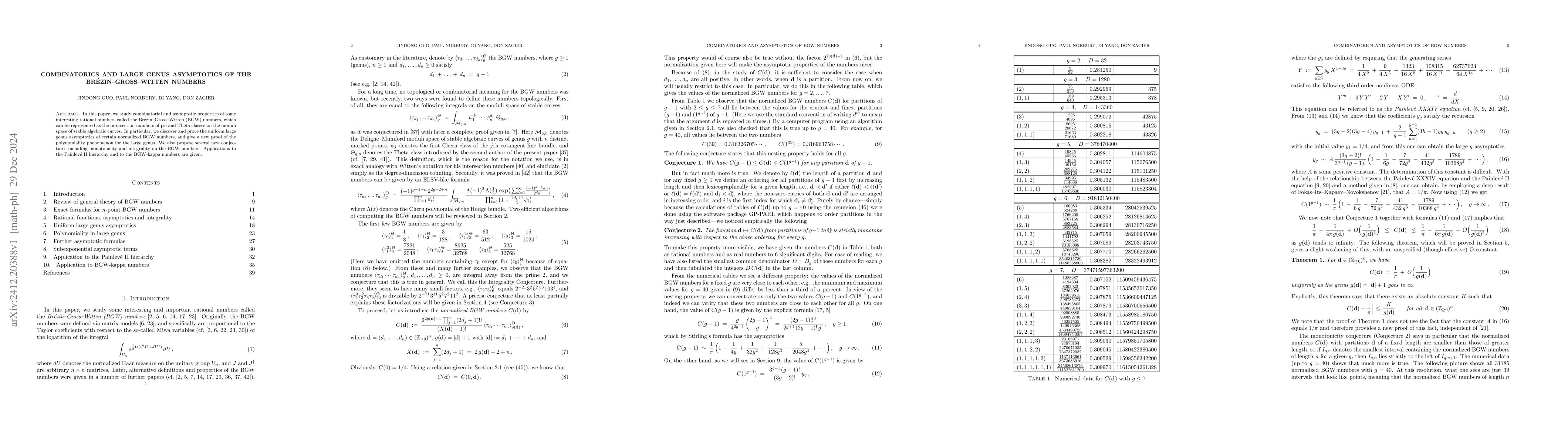 Thumbnail for Combinatorics and large genus asymptotics of the Brézin--Gross--Witten
  numbers