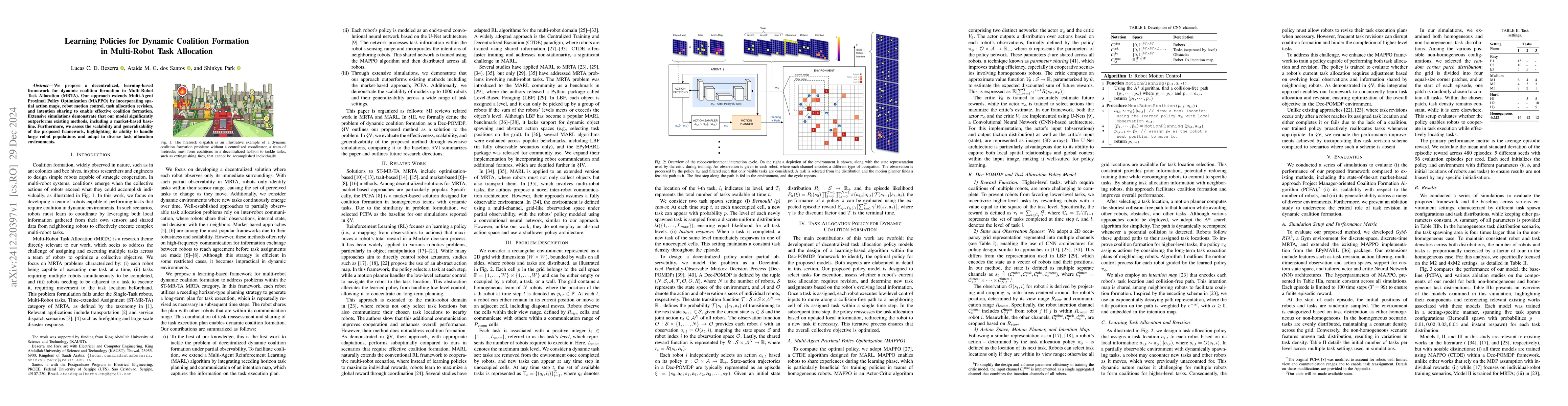 Thumbnail for Learning Policies for Dynamic Coalition Formation in Multi-Robot Task
  Allocation
