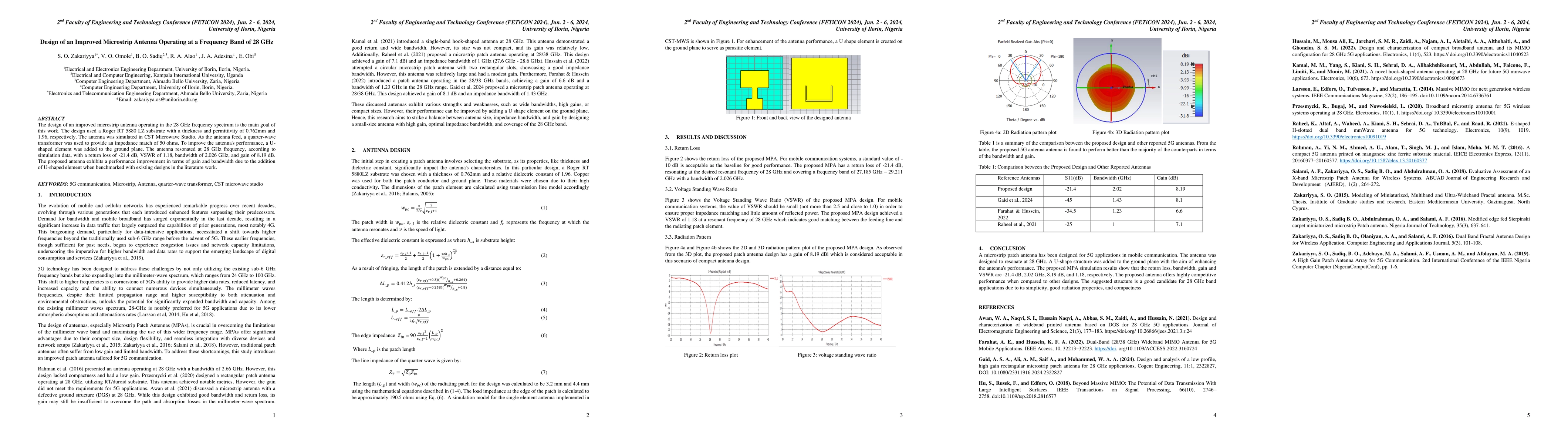 Thumbnail for Design of an improved microstrip antenna operating at a frequency band
  of 28GHz