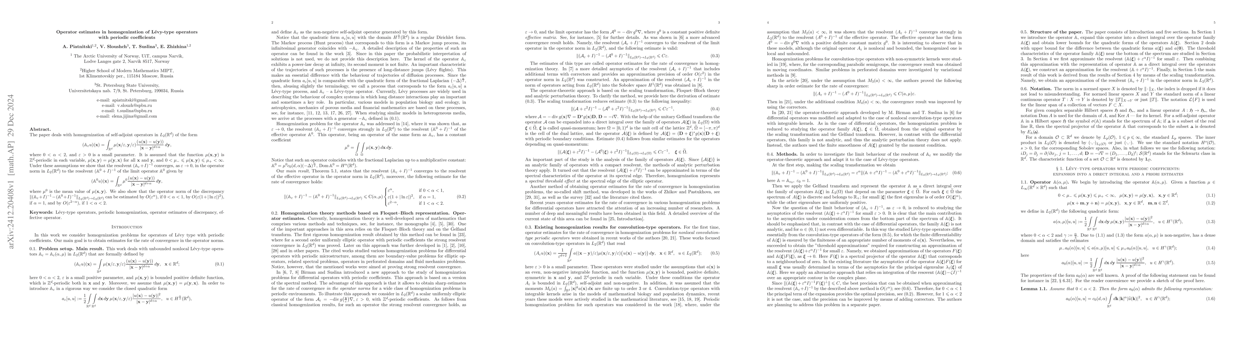 Thumbnail for Operator estimates in homogenization of Lévy-type operators with
  periodic coefficients