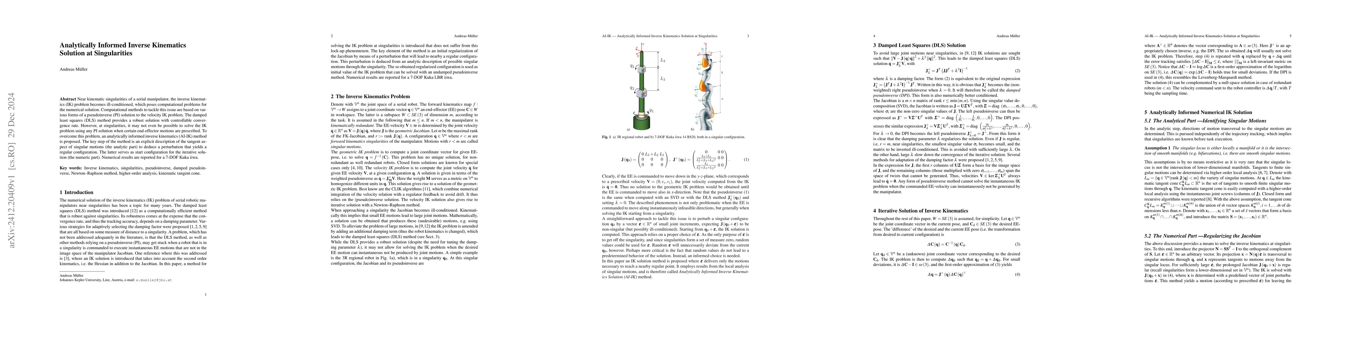 Thumbnail for Analytically Informed Inverse Kinematics Solution at Singularities