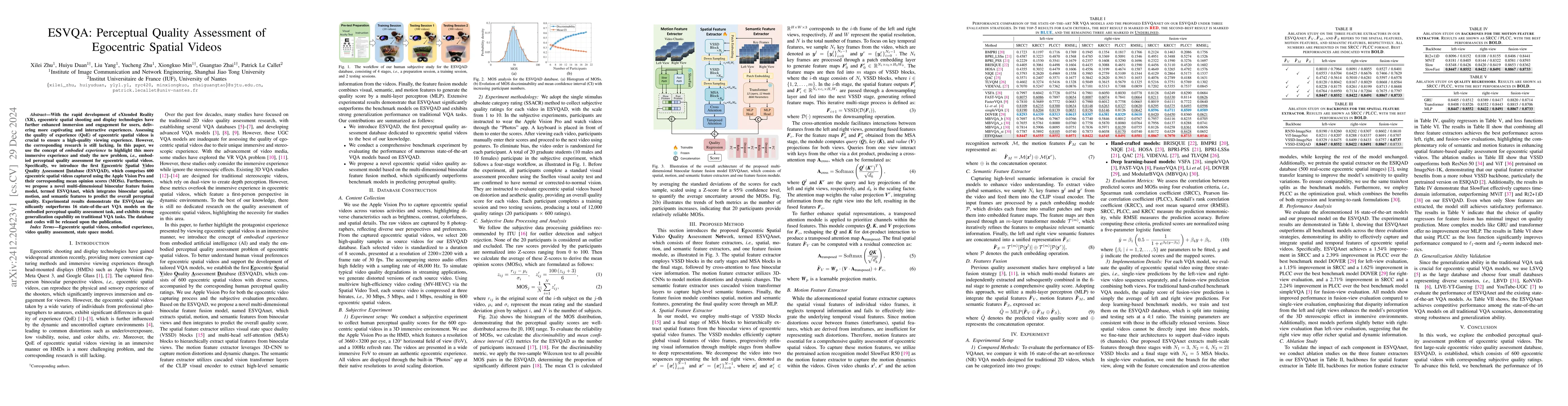 Thumbnail for ESVQA: Perceptual Quality Assessment of Egocentric Spatial Videos