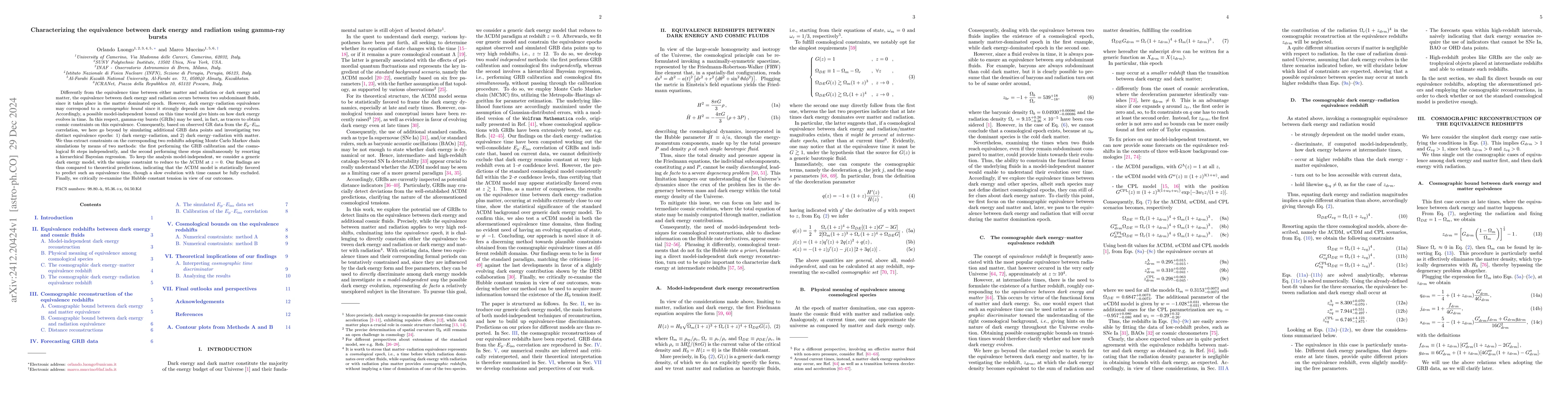 Thumbnail for Characterizing the equivalence between dark energy and radiation using
  gamma-ray bursts