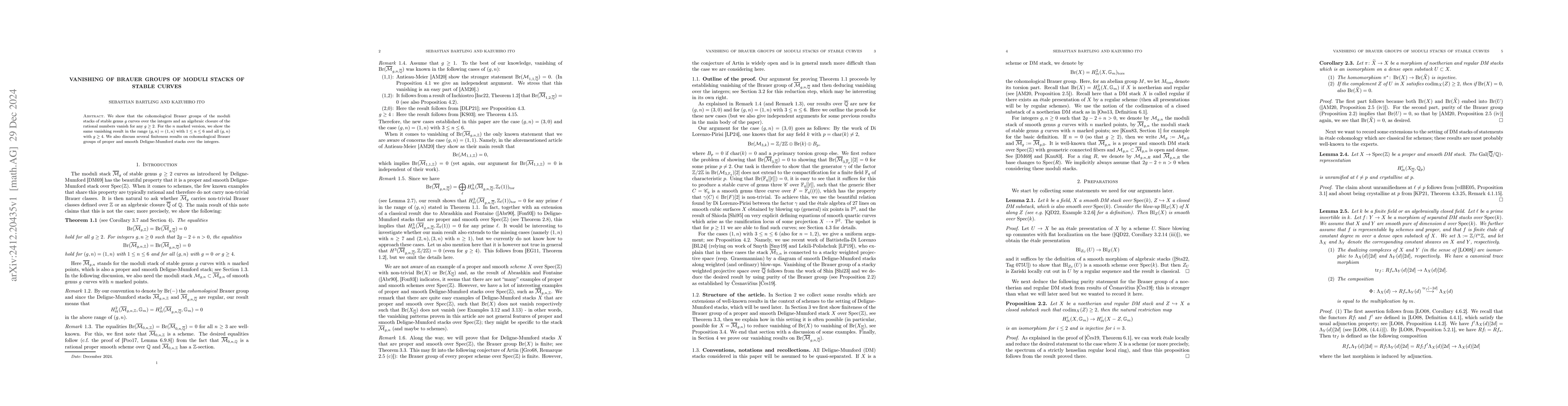 Thumbnail for Vanishing of Brauer groups of moduli stacks of stable curves
