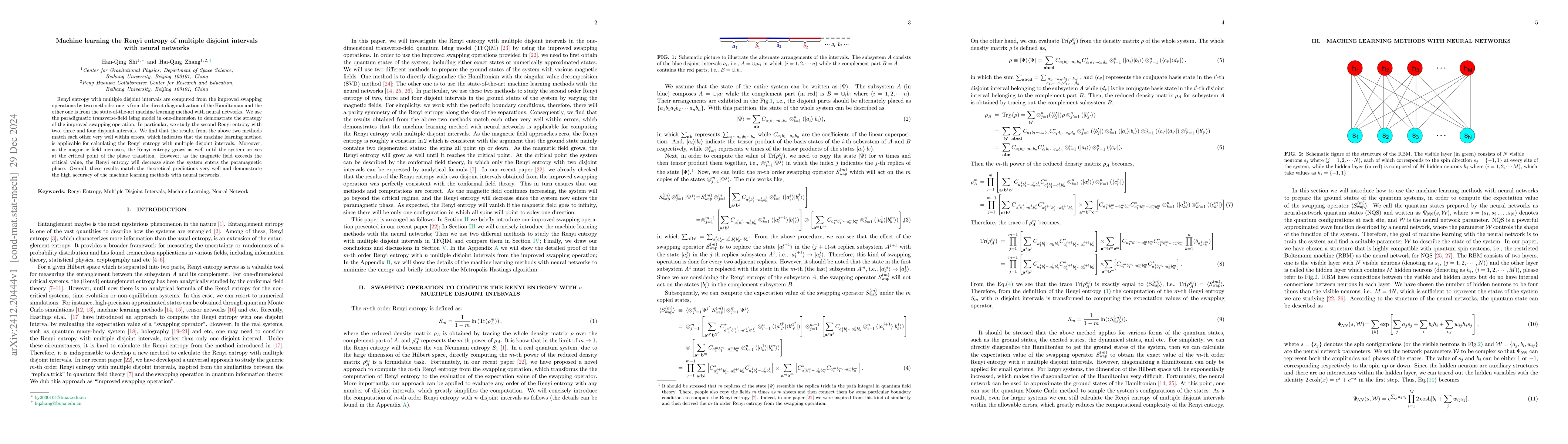 Thumbnail for Machine learning the Renyi entropy of multiple disjoint intervals with
  neural networks
