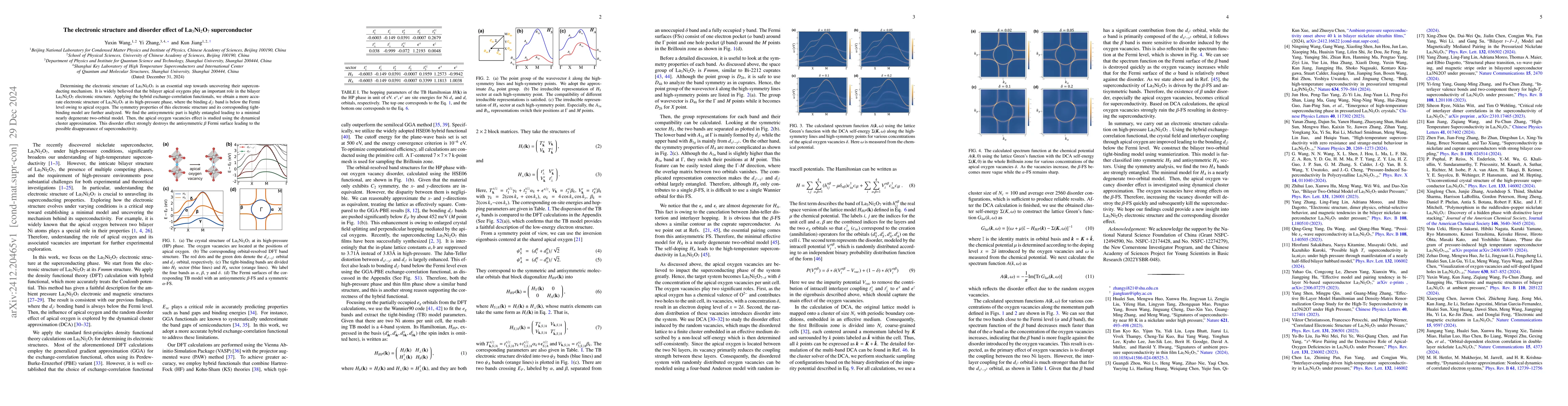 Thumbnail for The electronic structure and disorder effect of La$_3$Ni$_2$O$_{7}$
  superconductor