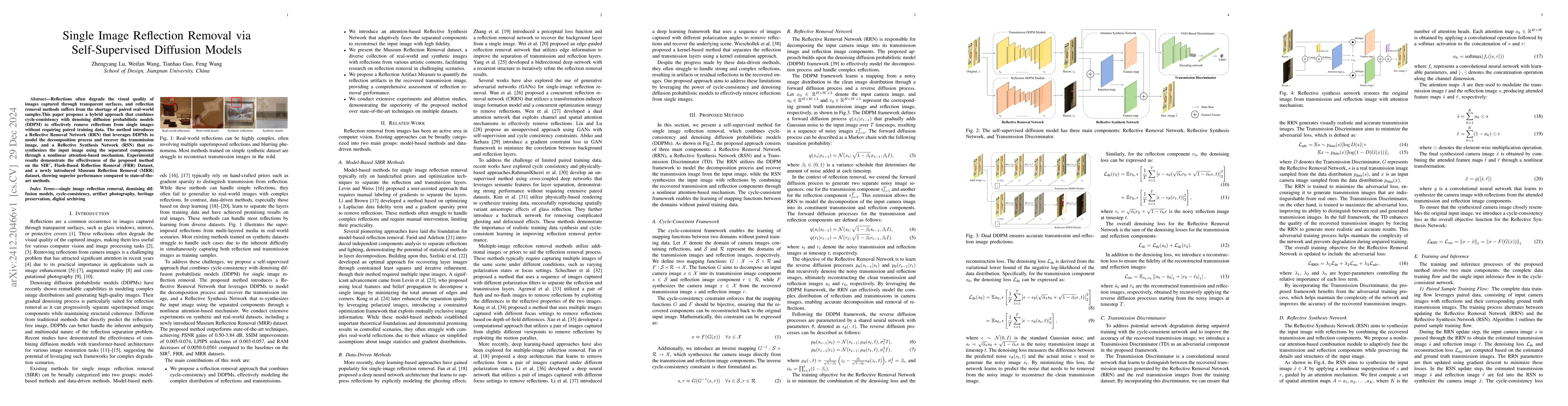 Thumbnail for Single-image reflection removal via self-supervised diffusion models