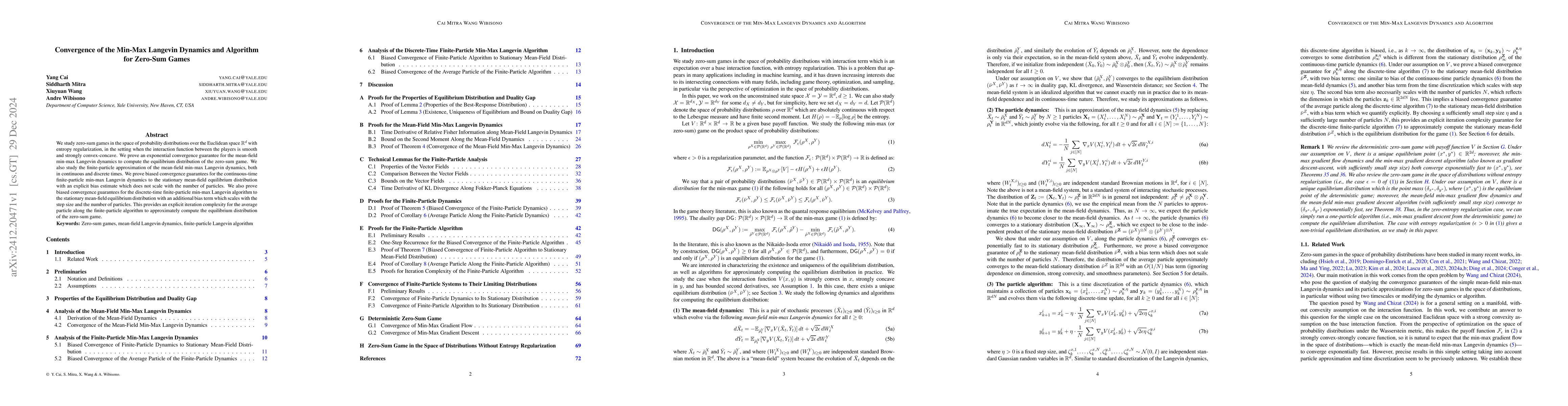Thumbnail for Convergence of the Min-Max Langevin Dynamics and Algorithm for Zero-Sum
  Games
