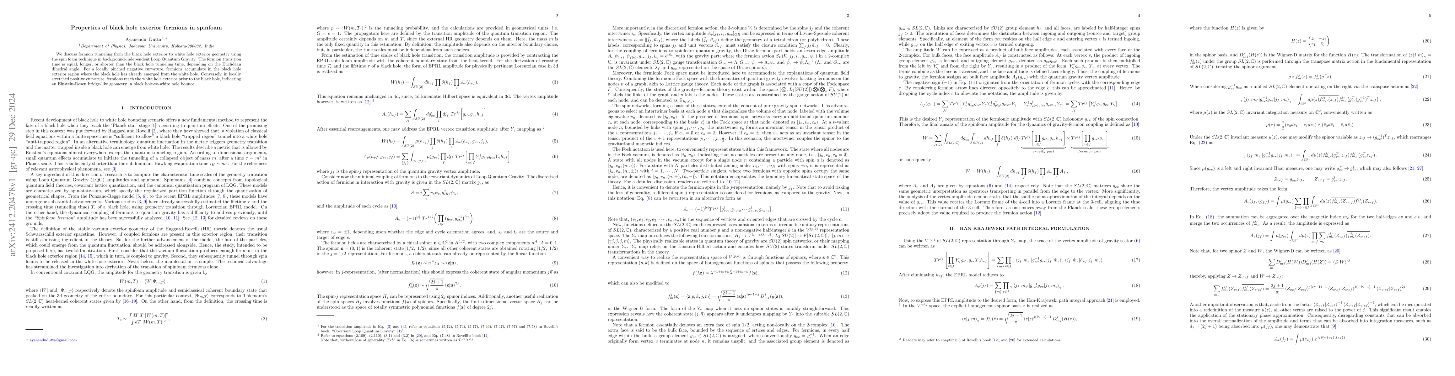 Thumbnail for Properties of black hole exterior fermions in spinfoam