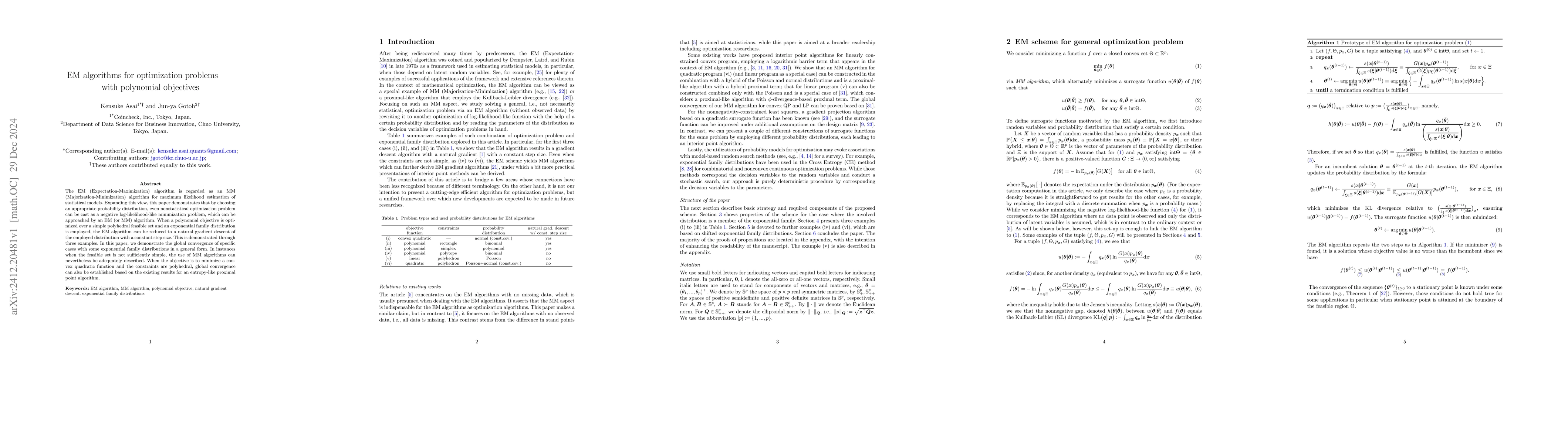 Thumbnail for EM algorithms for optimization problems with polynomial objectives