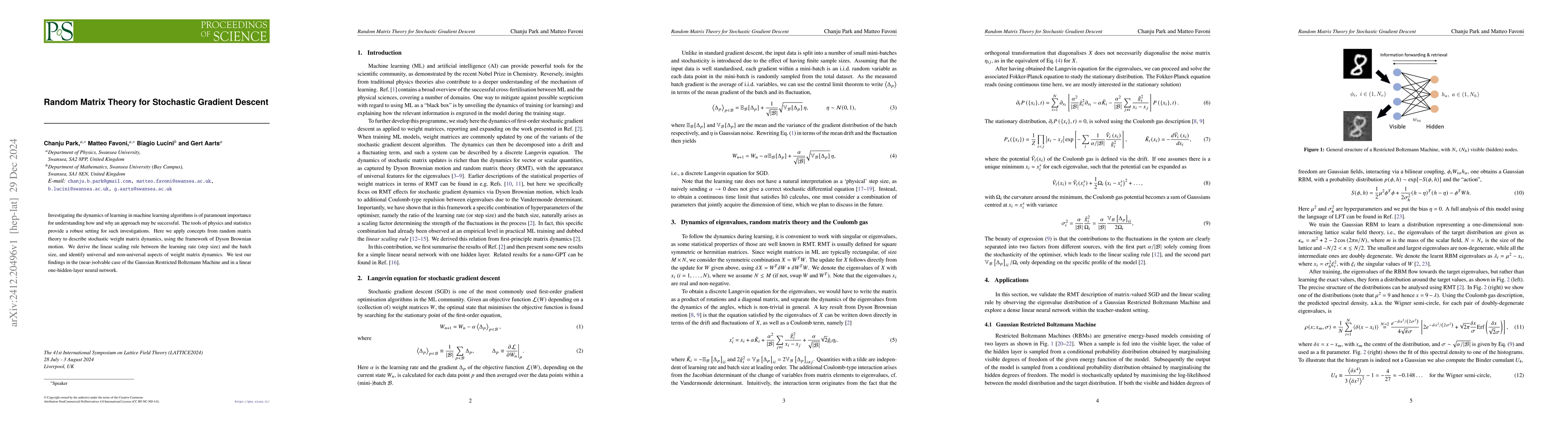 Thumbnail for Random Matrix Theory for Stochastic Gradient Descent