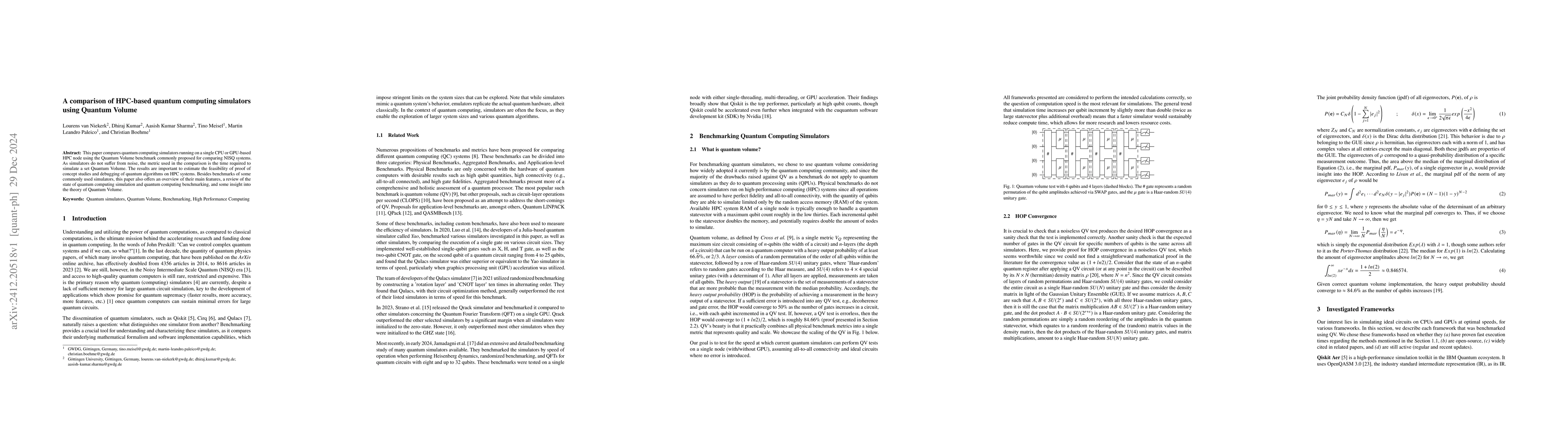 Thumbnail for A comparison of HPC-based quantum computing simulators using Quantum
  Volume
