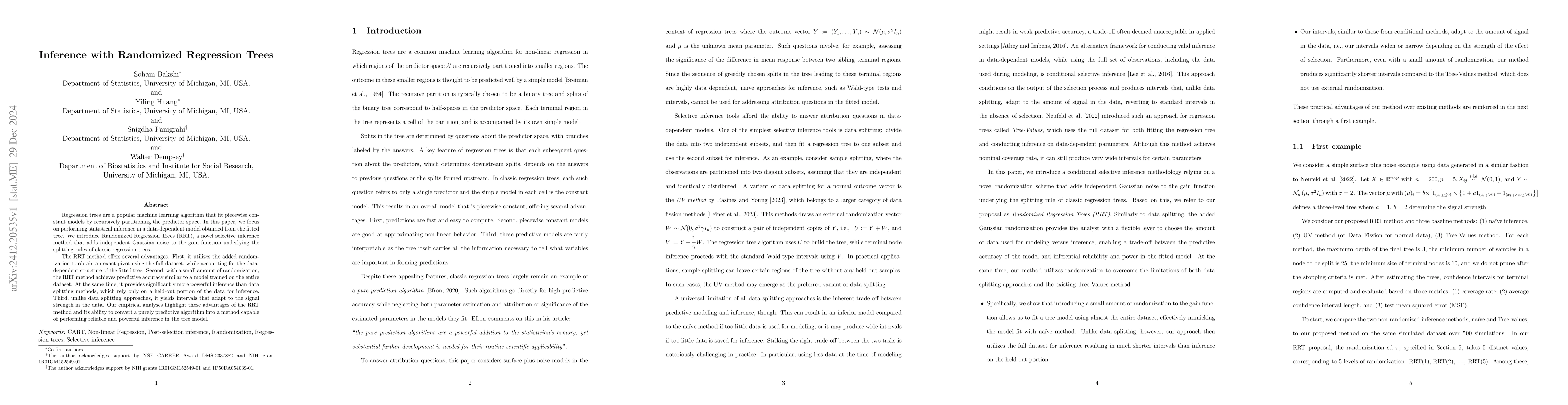 Thumbnail for Inference with Randomized Regression Trees