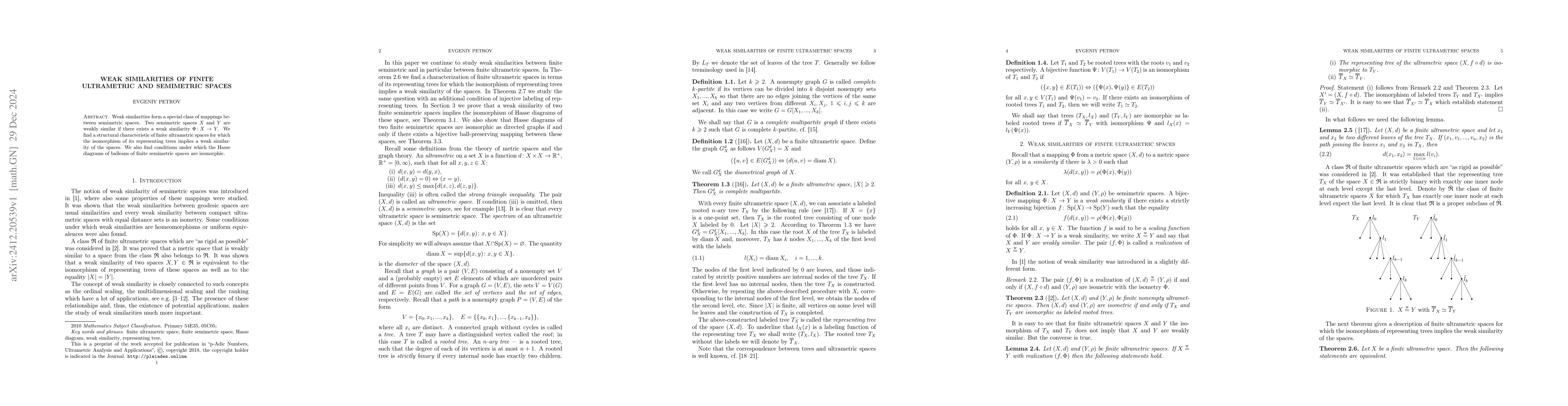 Thumbnail for Weak similarities of finite ultrametric and semimetric spaces