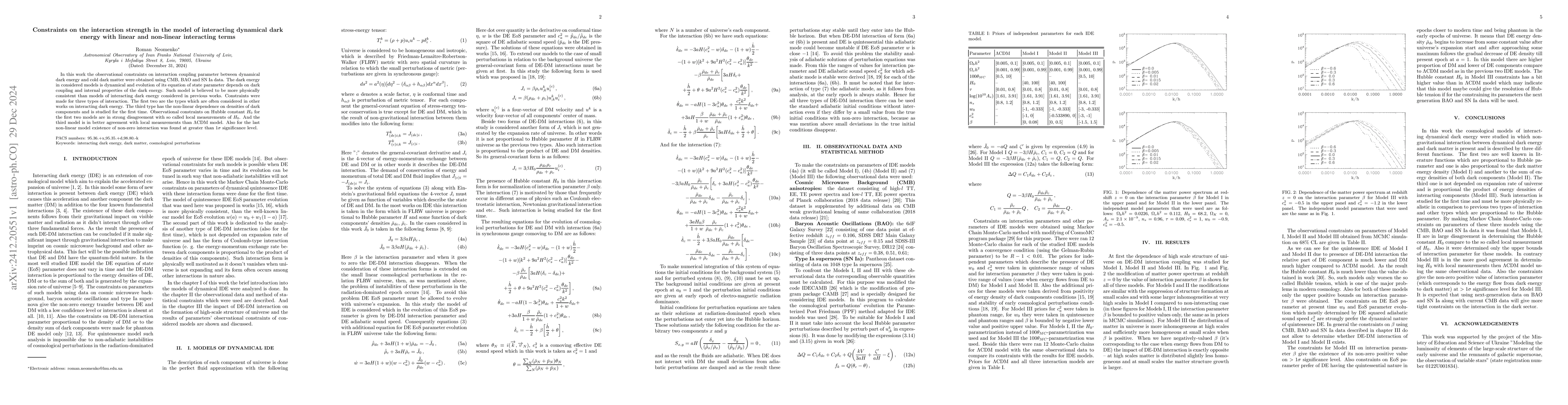 Thumbnail for Constraints on the interaction strength in the model of interacting
  dynamical dark energy with linear and non-linear interacting terms