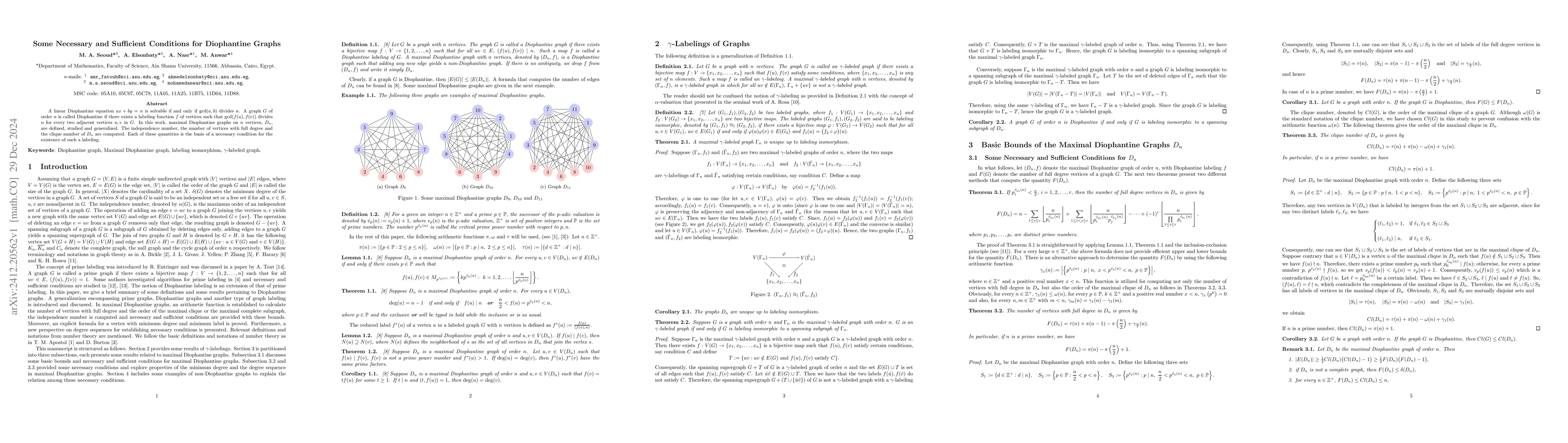 Thumbnail for Some Necessary and Sufficient Conditions for Diophantine Graphs