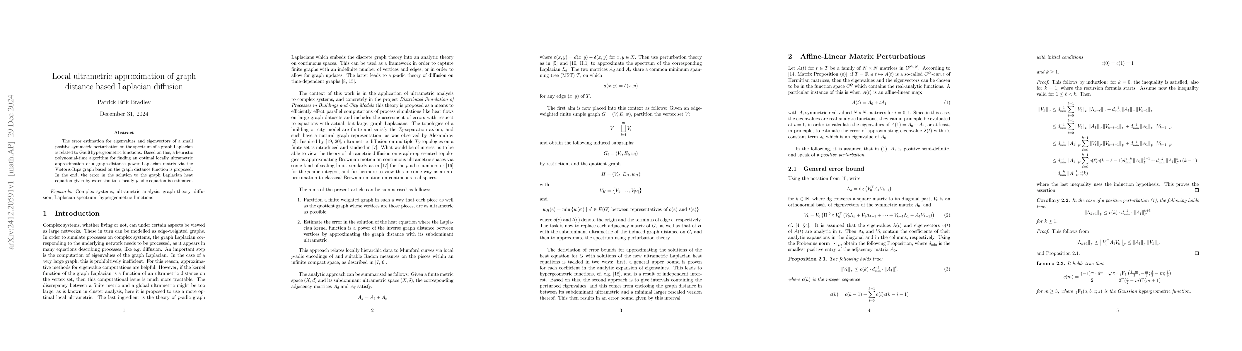 Thumbnail for Local ultrametric approximation of graph distance based Laplacian
  diffusion