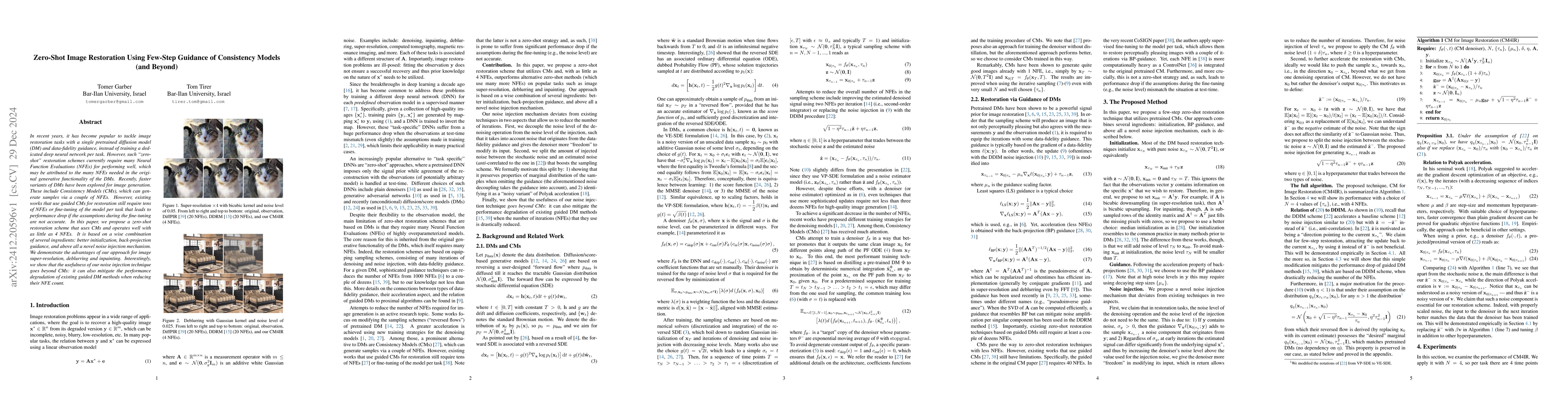 Thumbnail for Zero-Shot Image Restoration Using Few-Step Guidance of Consistency
  Models (and Beyond)
