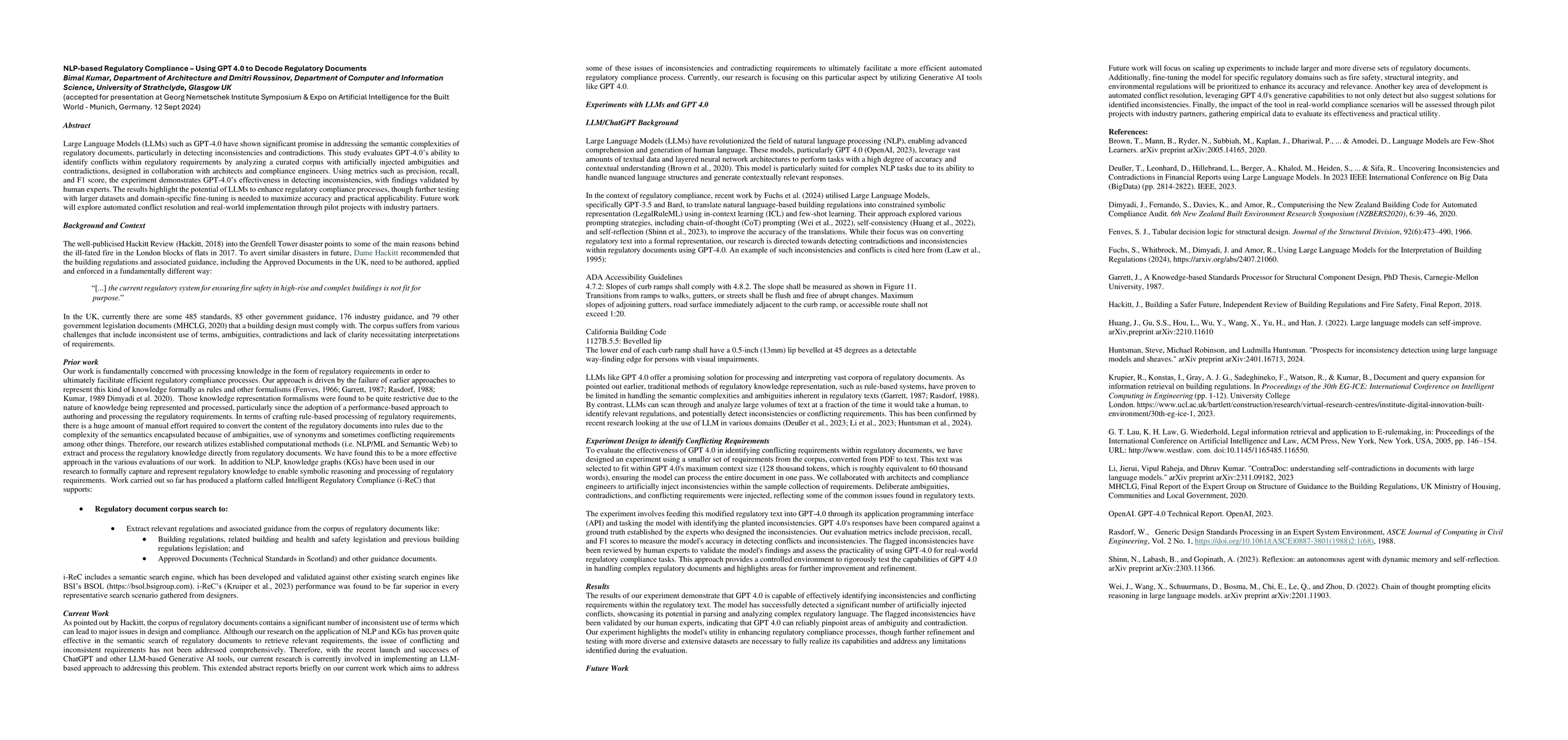 Thumbnail for NLP-based Regulatory Compliance -- Using GPT 4.0 to Decode Regulatory
  Documents