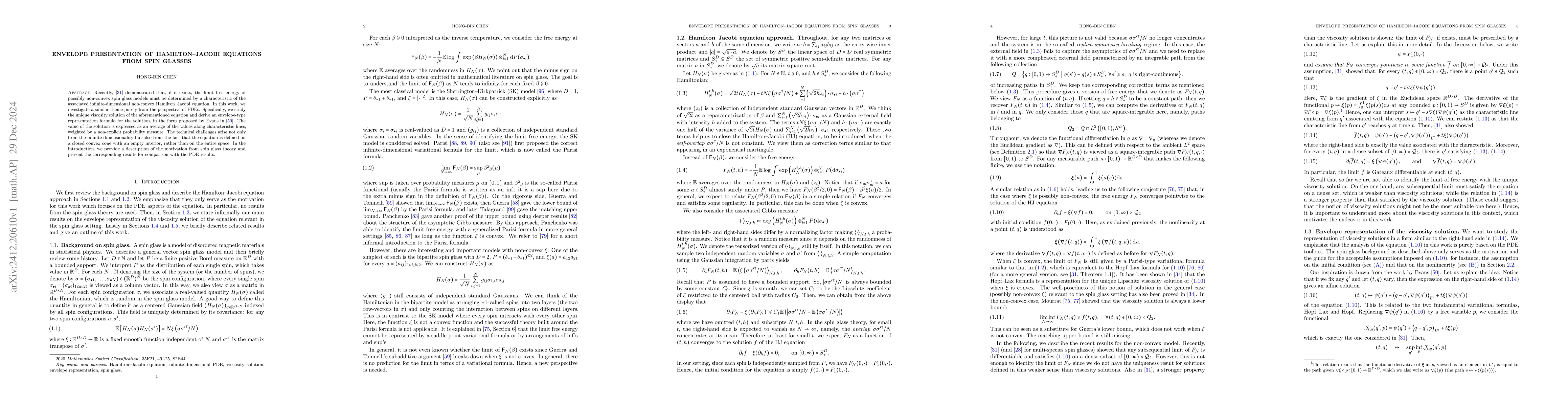 Thumbnail for Envelope presentation of Hamilton-Jacobi equations from spin glasses